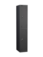 Metal Locker - Black Bodied Steel Two Compartment - Probe Lockers Online