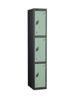 Metal Locker - Black Bodied Steel Three Compartment