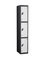 Metal Locker - Black Bodied Steel Three Compartment